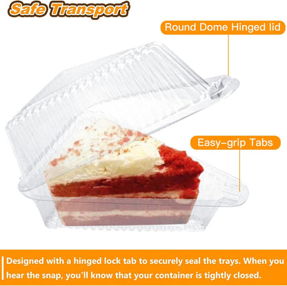 Goiio 300 Pieces Cake Slice Plastic Containers, 4.33 Inches Hinged Lid Cheese Cake Container, for Home, Bakery and Cafe