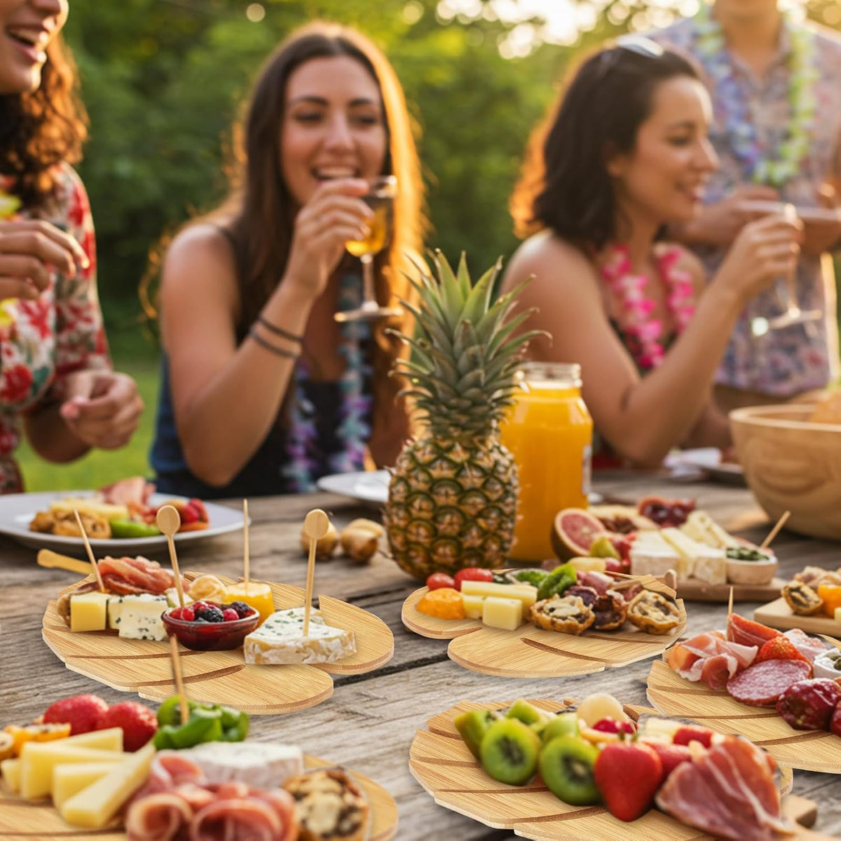 Ziliny 6 Set Hawaiian Palm Leaf Mini Charcuterie Board Gift