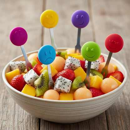 Cocktail Forks, 6-Piece Appetizer Forks, Cat Shapes, Stainless Steel and Silicone Small Forks for Fruits, Cheese, Appetizers