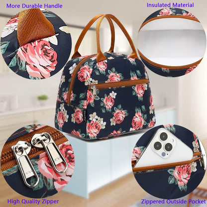 FlowFly Insulated Lunch Cooler Bag - Tote Bag Organizer for Women/Men, Black - Colors B
