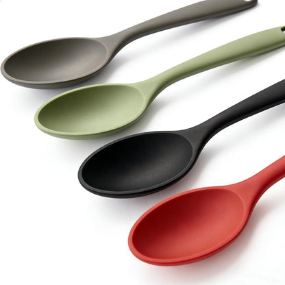 4pc Silicone Cooking Spoons Set, 10.82" Long Spoons for Nonstick Cookware, Heat Resistant Kitchen Spoons for Cooking, Baking, Stirring Soup & Sugar