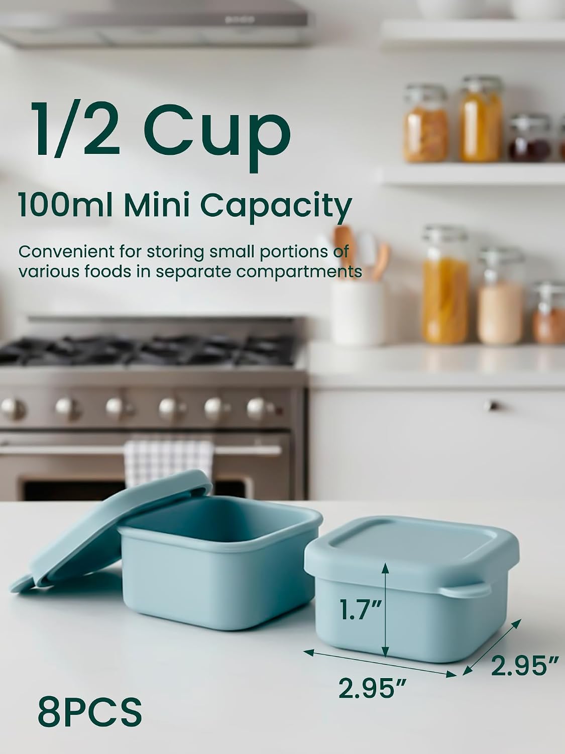8 PCS 2 Cup Silicone Freezer Molds With Lid, Reusable Silicone Soup Freezer Tray for Meal Prep, Food Storage Containers for Freezing Sauces, Stews, Ice Cream (Blue)