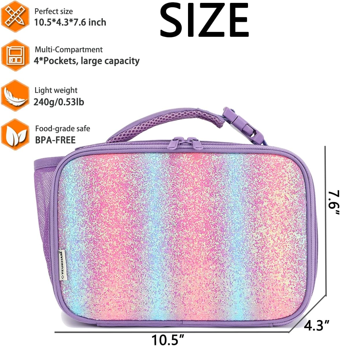 GYEUKHAM Insulated Lunch Box for School, Thermal Reusable Durable Freezable Lunch Bags for Kids Boys Girls Men Women - Small Soft Cooler Portable Lunch Tote Kit for Work Picnic Travel,Black