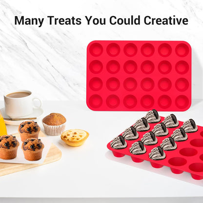 Redfly 2 Pack Silicone Muffin Pans for Baking & Cupcake Pan - 12 Cup Regular Size Silicone Molds, BPA Free Egg Bites Mold