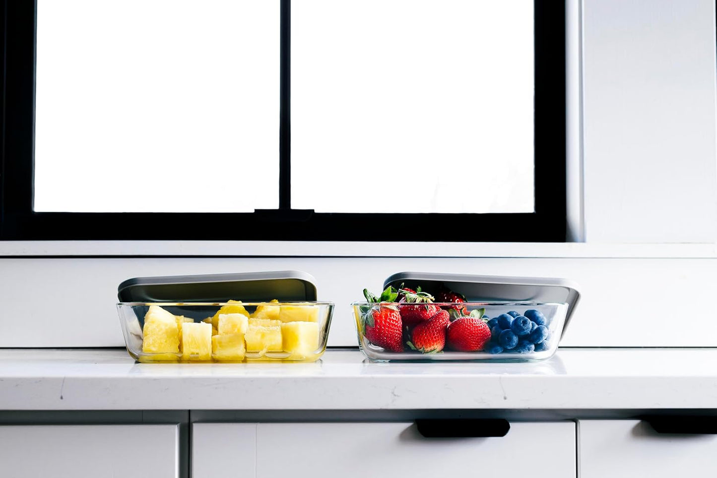 DURA LIVING 4-Piece Glass Food Storage Container (2 Containers + 2 Lids) | 6.55-Cup Rectangular, Leakproof | Microwave, Freezer, Oven & Dishwasher Safe | Ideal for Meal Prep & Pantry Organization