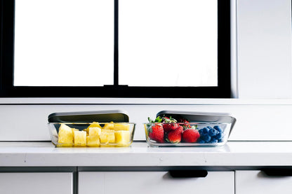 DURA LIVING 4-Piece Glass Food Storage Container (2 Containers + 2 Lids) | 6.55-Cup Rectangular, Leakproof | Microwave, Freezer, Oven & Dishwasher Safe | Ideal for Meal Prep & Pantry Organization