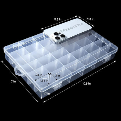 Gospire 15 Large Grids Clear Plastic Jewelry Box Organizer Storage Container with Removable Dividers (15 Grids - Clear)