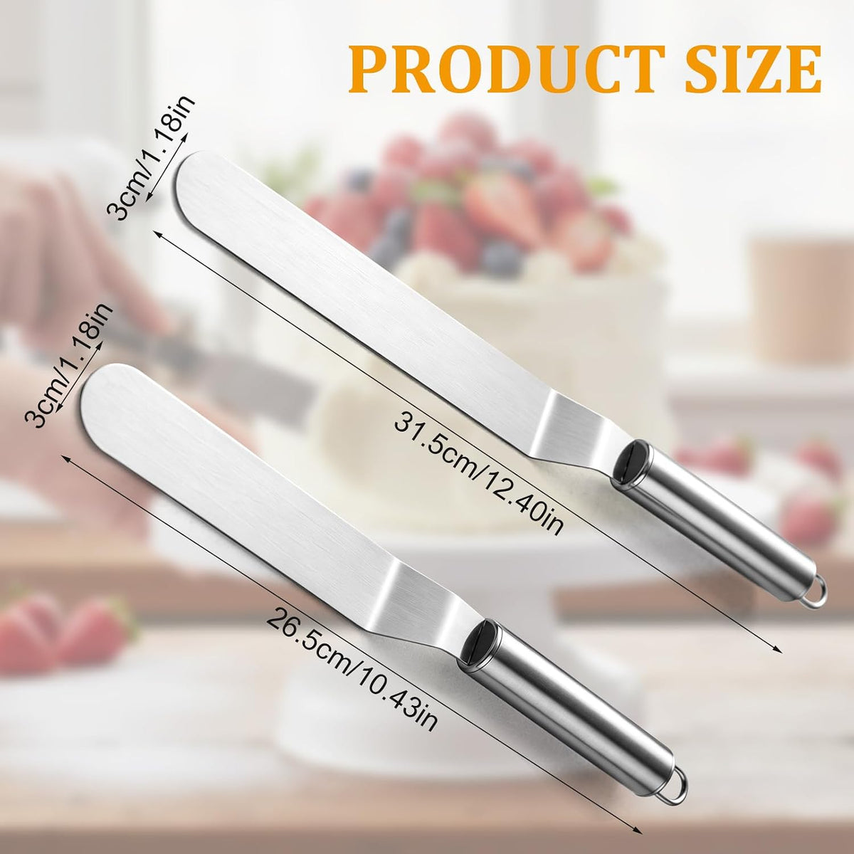 Offset Spatula Set, 6 & 8 Inch Stainless Steel Cake Decorating Tools