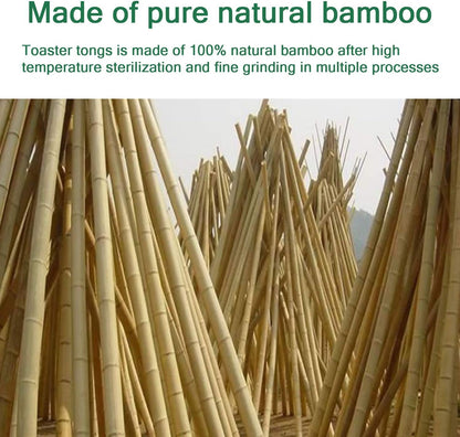 Toaster tongs, toast tongs, Made of pure natural bamboo, no paint coating, strong grip