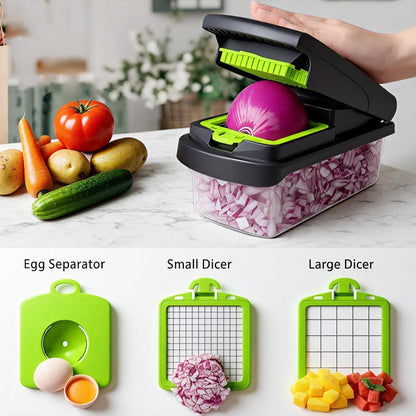 Vegetable Chopper with Container & Side-Opening Salad Jar,Kitchen Prep Tool