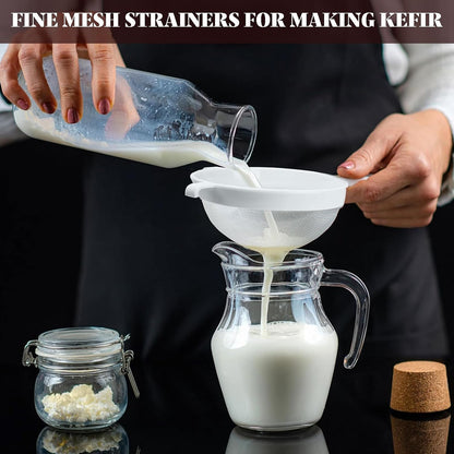 Fine Mesh Strainer Set, Plastic Nylon Sieve Colander for Kefir