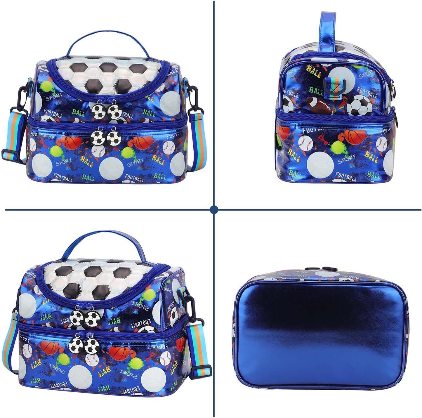 RHCPFOVR Kids Lunch Bag - Double - Decker Cooler Insulated Lunch Box for Boys Girls,Washable Lunch Bag with Strap and Reusable Toddler Lunchbox for School and Daycare