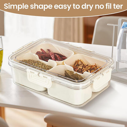 Divided Serving Tray with Lid & Handle - Versatile Snackle Box Charcuterie Container/Storage Organizer for Veggie, Fruit, Candy, Nuts - Ideal Serving Platter for Picnics, Parties, Holidays, and Travel