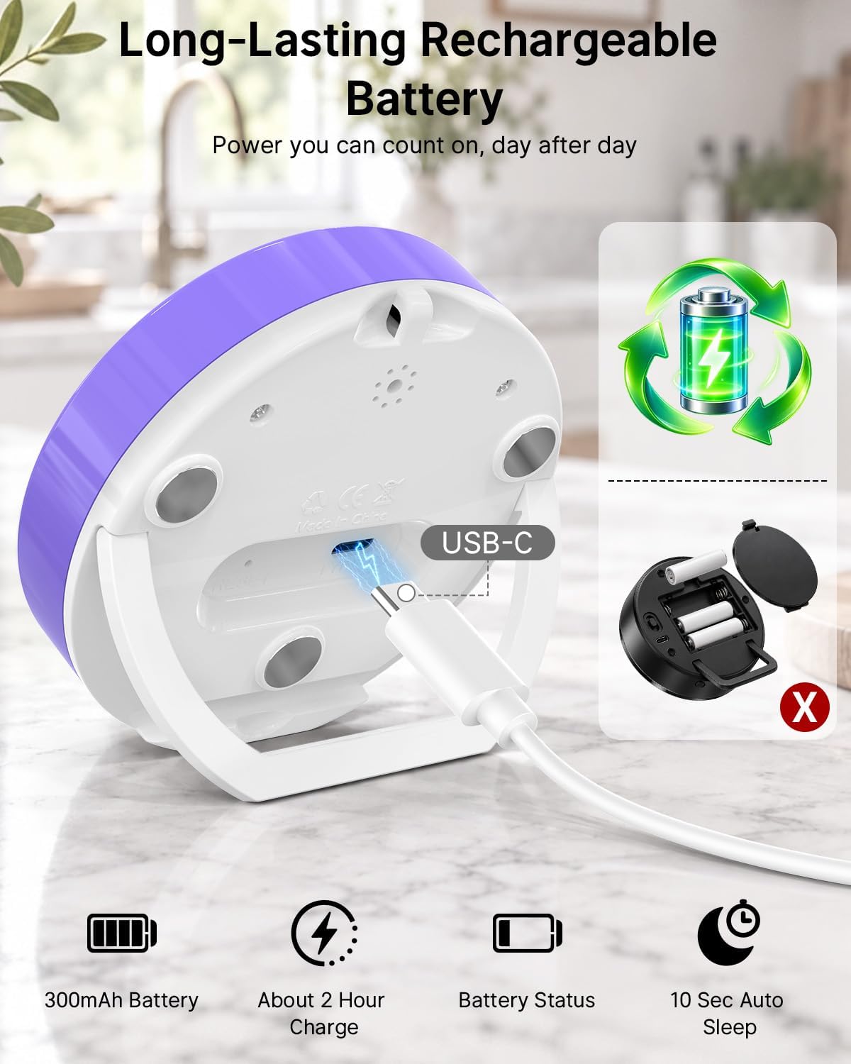 Digital Magnetic Kitchen Timer for Cooking, Rechargeable, Loud Alarm