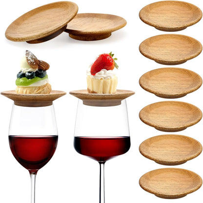 10 Pack Acacia Wood Wine Glass Charcuterie Topper Gift Set Mini Wooden Charcuterie Board for Wine Toppers Mug Cover Cup Lids Small Bamboo Appetizer Plates Glass Coaster Accessories Drink Covers