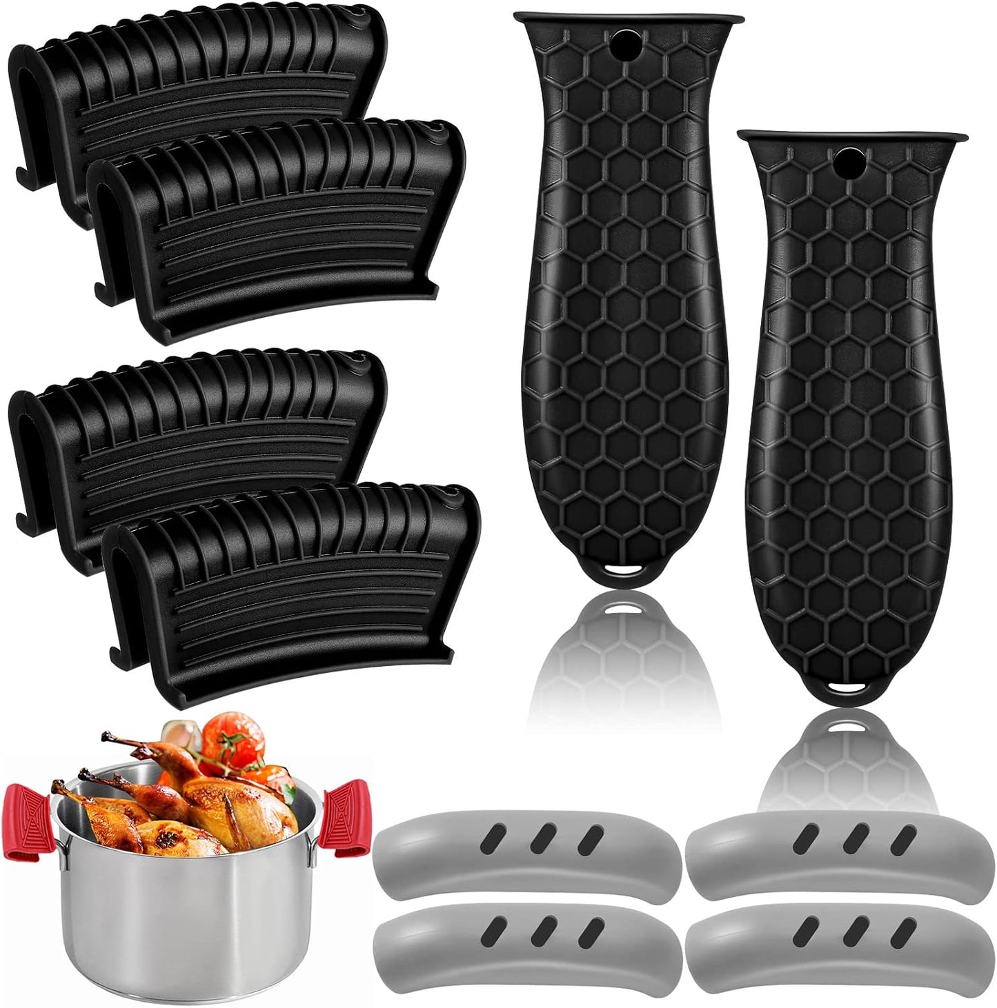 10Pcs Cast Iron Handle Cover, Silicone Pot Holders