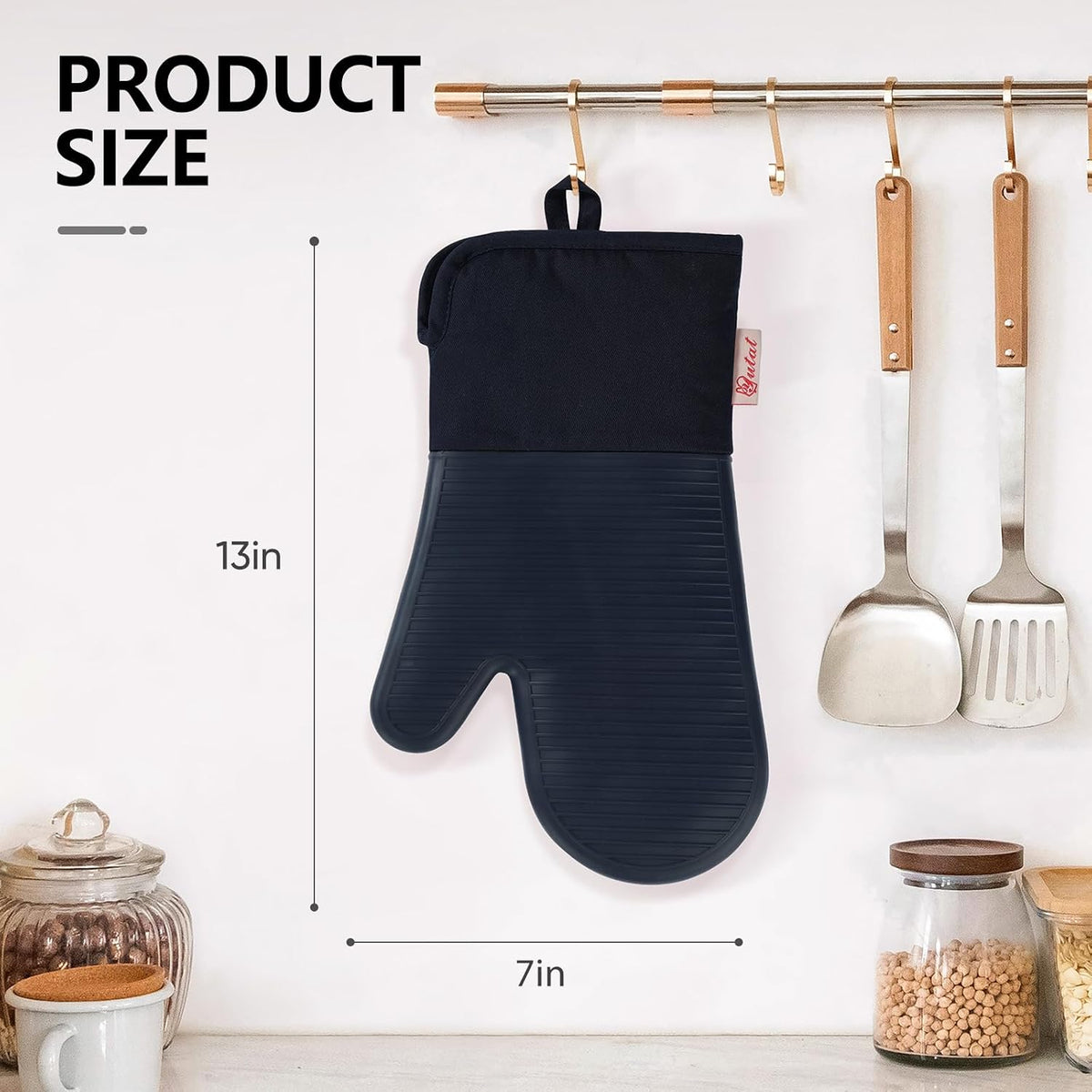 Yutat Silicone Oven Mitts - Oven Mitts and Pot Holders Sets Made of Non-Slip & BPA-Free Silicone, High Heat Resistant 500 Degrees, Perfect for Kitchen Cooking Baking BBQ, Peak Green