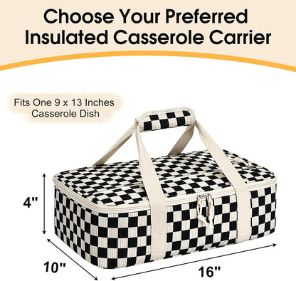 Insulated Casserole Carrier, Portable Casserole Carrier for Hot or Cold Food Lunch Tote Warmer or Cooler Bag, Lasagna Lunch Bag for Potluck Parties- Fits 9" x 13" Baking Dish-Charcoal Grey