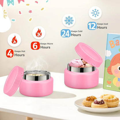 Lunch Box Kids, Leak Proof 5 Compartment Bento Box for Kids, 13oz Thermo for Hot Food Kids Lunch Box,Hot Lunch Box for School Travel