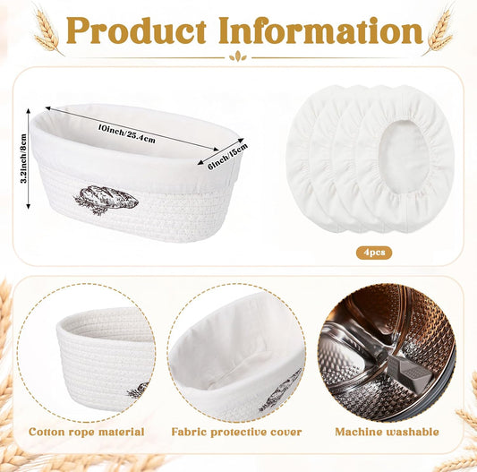 2 Pcs Banneton Bread Proofing Baskets 10" Oval for Sourdough