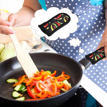Geiserailie 8 Pcs Cast Iron Skillet Handle Cover Heat Resistant Pan Handle Sleeve Non Slip Pot Holders Machine Washable Handles Mitts for Kitchen Cooking Tools, 4 Styles(Retro Style)