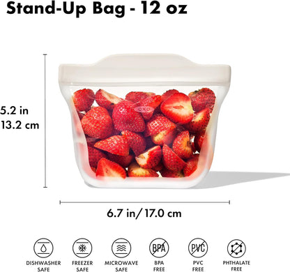 OXO Good Grips Silicone Reusable Bag - Stand-Up Cup (8 oz) - Oat