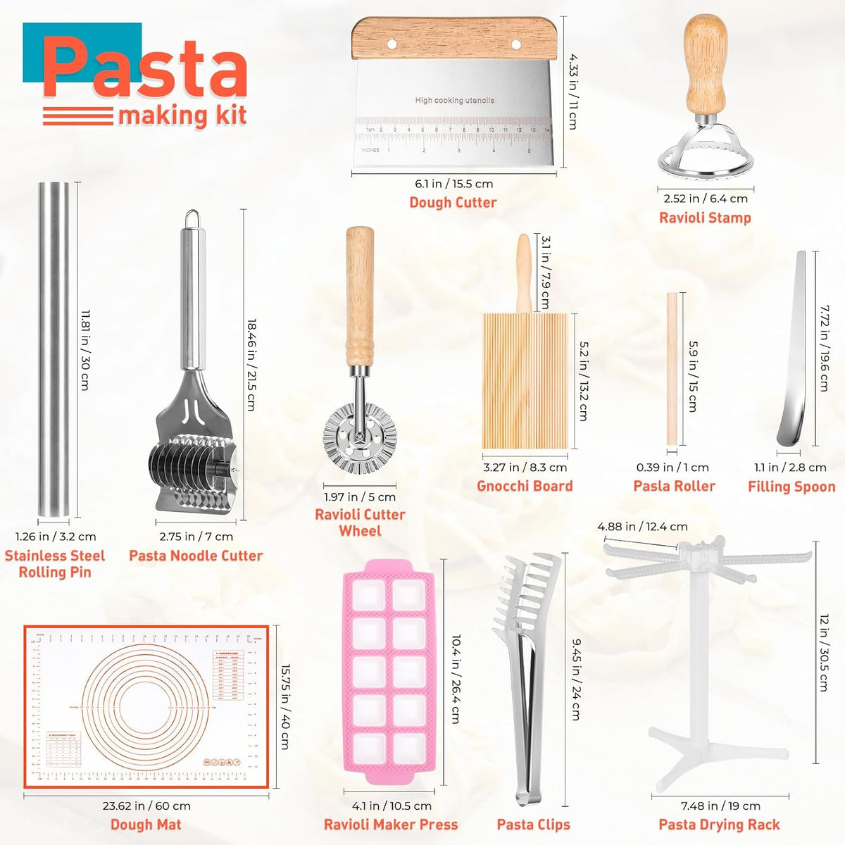 OHMU Pasta Making Kit, Pasta Tools for Homemade Noodles