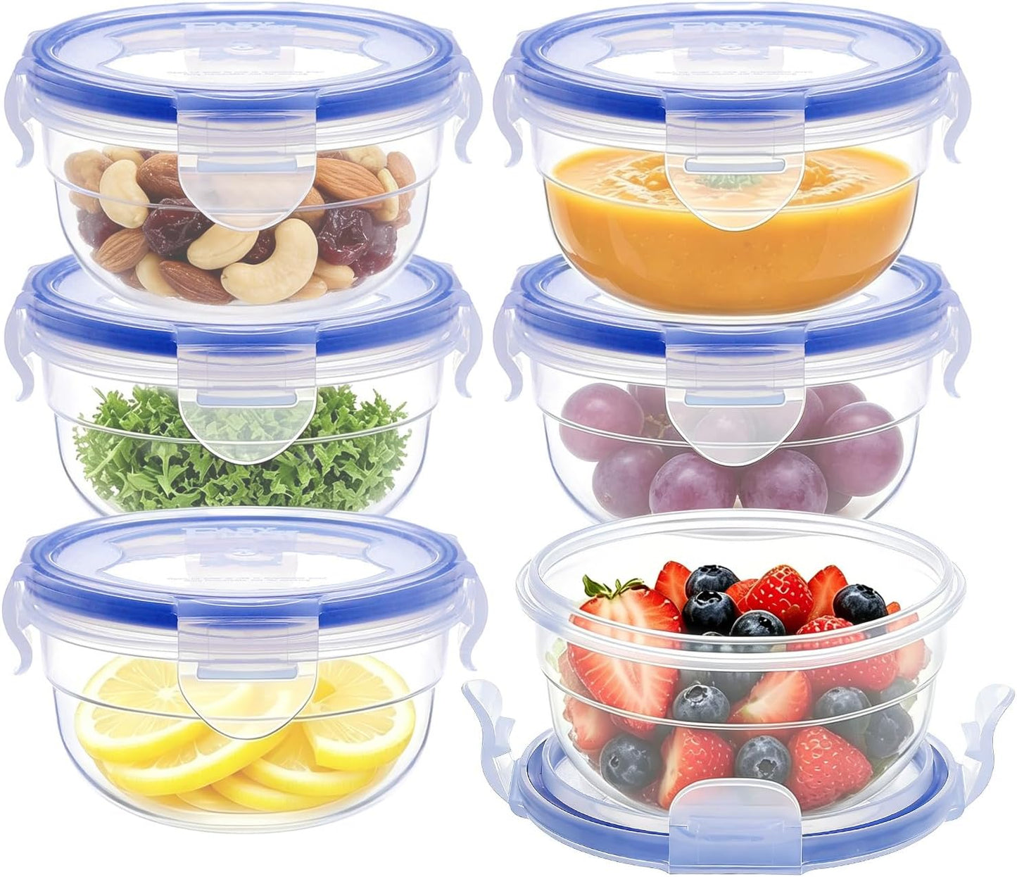 KIGI Airtight Reusable Meal Prep Containers, Leak-Proof & Stackable, 4-Sided Locking Lids, Ideal for Food Storage, Lunch & Leftovers, Microwave, Freezer & Dishwasher Safe, 39 oz, 4.8 Cup, 12 Piece Set