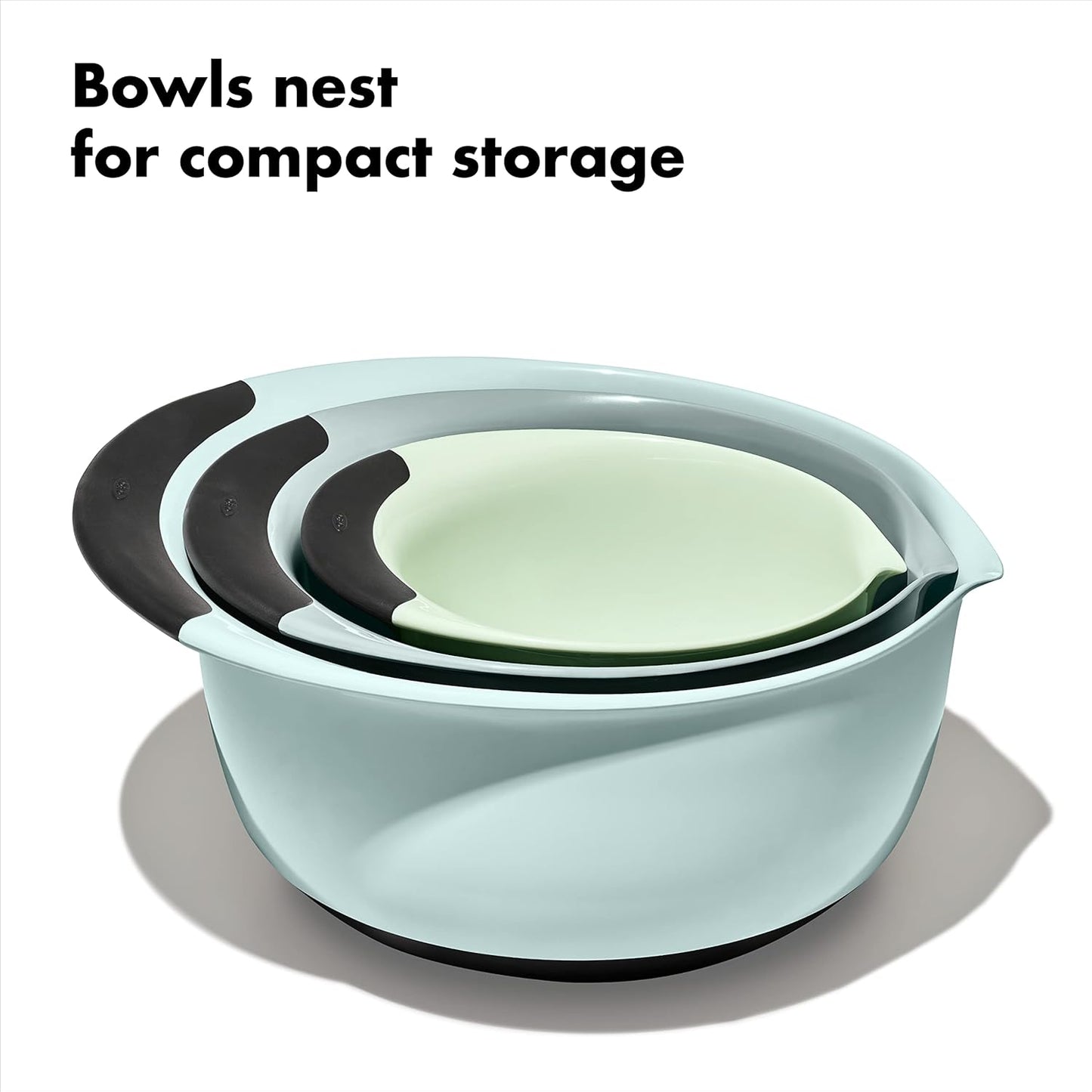 OXO Good Grips 3-Piece Plastic Mixing Bowl Set - Cadet Blue, Tower Gray, Jade, Small, Medium, Large