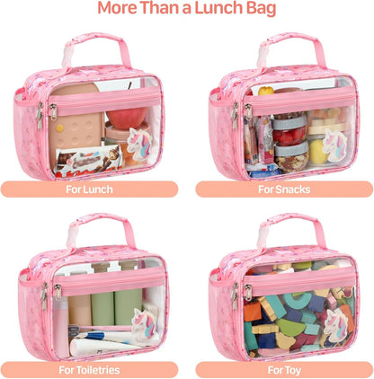 Kids Lunch Bag Boys - Insulated Kids Lunch Box Reusable Lunchbox with Water Bottle Holder Toddler Lunch Tote Bag for School Daycare, Black Dino Fossil