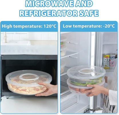 Pie Carrier With Lid and Handle, 12IN Stackable Pie Carriers for Transport with Double-Layer Divider, Airtight Pizza Saver for Leftover Pizza, Pie, Cake (3PC)