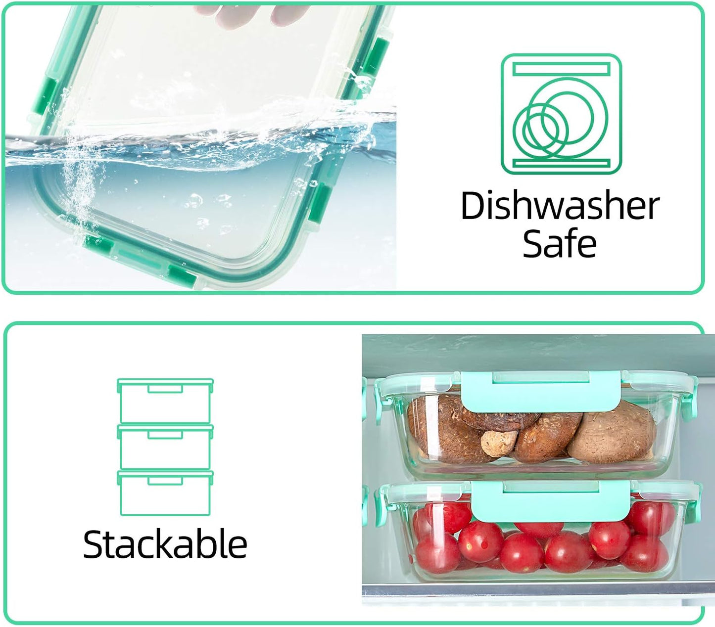 C CREST [10 Pack] Glass Meal Prep Containers, Food Storage Containers with Lids Airtight, Glass Lunch Boxes, Microwave, Oven, Freezer and Dishwasher Safe