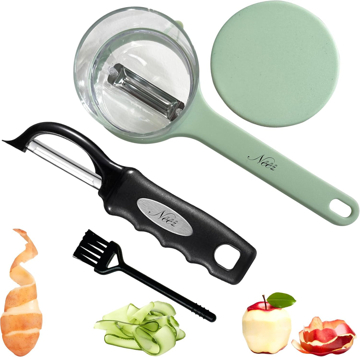 Julienne Peeler Vegetable Peeler - Potato Cabbage Fruit Cucumber Carrot Peeler and Julienne Shredder tool for Kitchen - Multi-Function Stainless Steel Peeler Slicer Knife Julienne Set 3 In 1