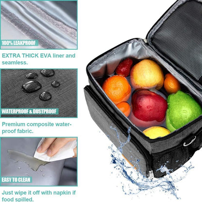Tiblue Insulated Lunch Bag for Women/Men, Reusable Lunch Box for Office Work School Picnic,Leakproof Freezable Cooler Bag with Adjustable Shoulder Strap for Kid/Adult(Medium, Black & White Stripes)