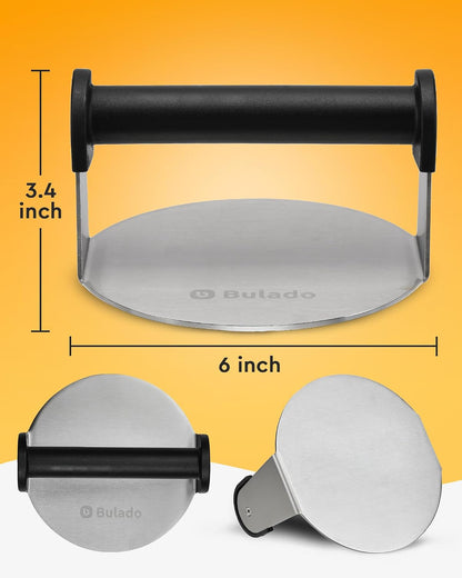 Bulado 6" Burger Press, Stainless Steel Round Burger Smasher for Griddle