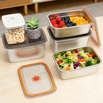 2 PCS Stainless Steel Food Storage Containers(67oz) with Lids Leak Proof & Airtight | Stainless steel freezer Containers,Airtight Bento Lunch Box,For Meal Prep,Fruit,Freezer