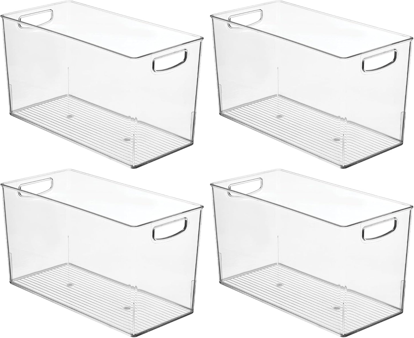 iDesign Pantry Bin with Handles - Kitchen Storage Bins for Cabinets, Pantry, or Fridge - Clear