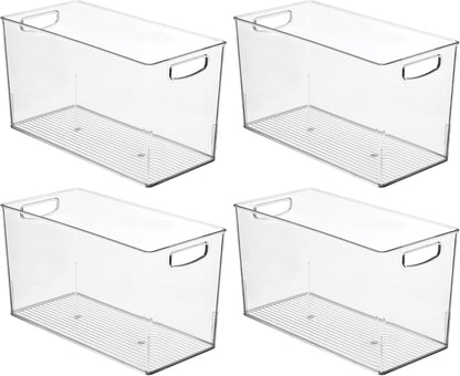 iDesign Pantry Bin with Handles - Kitchen Storage Bins for Cabinets, Pantry, or Fridge - Clear