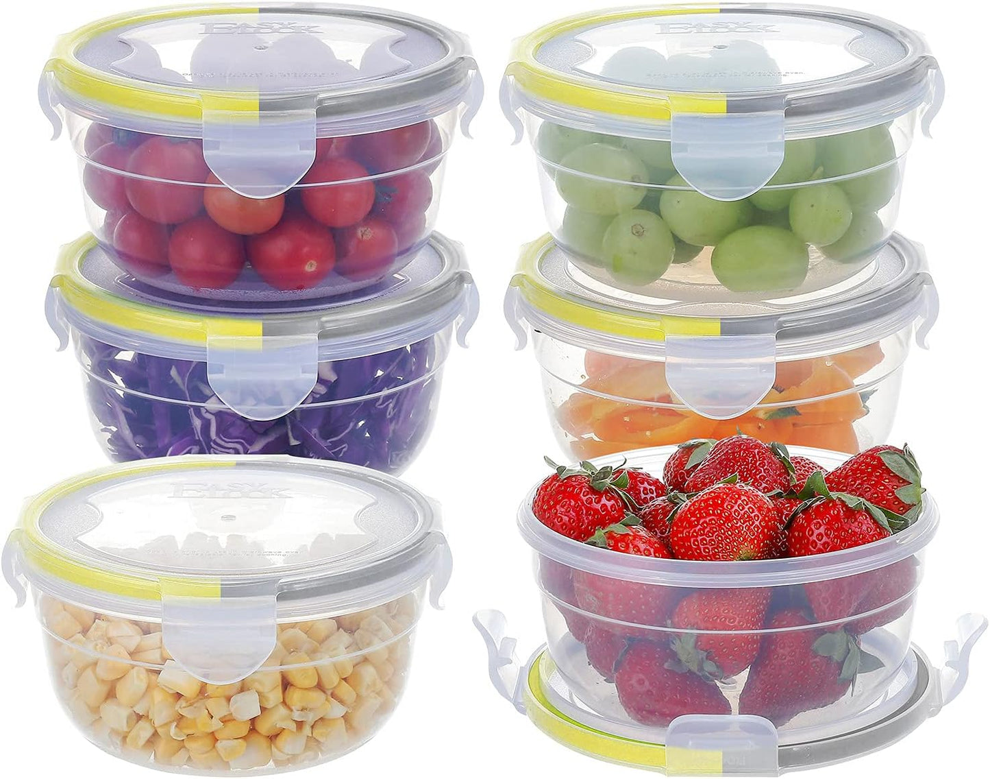 KIGI Airtight Reusable Meal Prep Containers, Leak-Proof & Stackable, 4-Sided Locking Lids, Ideal for Food Storage, Lunch & Leftovers, Microwave, Freezer & Dishwasher Safe, 39 oz, 4.8 Cup, 12 Piece Set