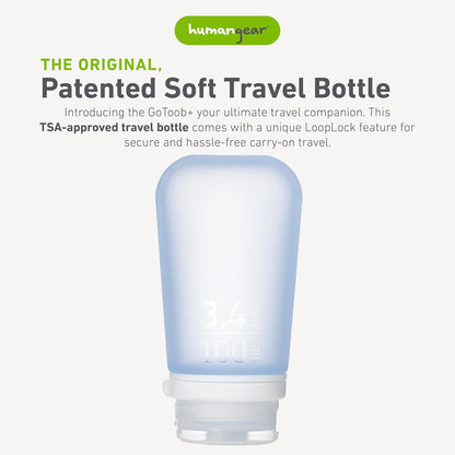 humangear GoToob+ (XL) | Refillable Silicone Travel Bottle | Locking Lid | Food-Safe Material | Blue, XL (6 fl.oz.; 177ml)