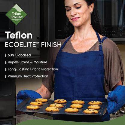 Xlnt Extra Long Oven Mitts (Black) | Teflon EcoElite Water Repellent | Heat Resistant for Oven Cooking, Grill & BBQ | Non Slip Gloves with Teflon EcoElite Finish, Cotton Lining & Hanging Loop