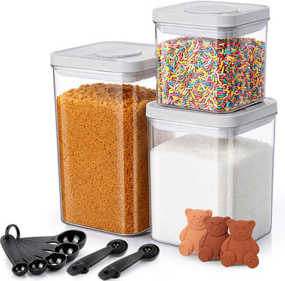 Mity rain Airtight Brown Sugar Container 2.8Qt/2600ml - Moisture-Proof Kitchen & Pantry Brown Sugar Keeper Container Airtight Saver Storage for Flour, Baking Supplies, Coffee with Locking Lid