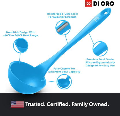 DI ORO Silicone Ladle - Soup & Serving, 600F Heat Resistant, Black