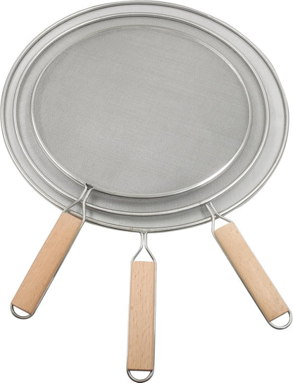 1Pcs 8Inch Stainless Steel Splatter Screen Splatter Guard with Handle, Ultra Fine Mesh Cooking Protector for Frying Cooking/Kitchen Use