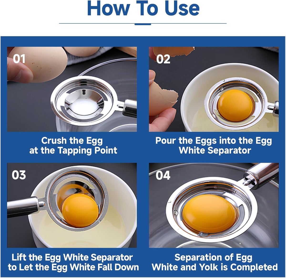 Egg Separator for Raw Eggs- Stainless Steel Egg Yolk Separator