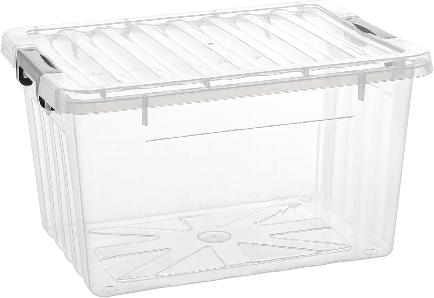 Cetomo 60Qt*6 Plastic Storage Bins, Storage Box, 6 Pack, Organizing Container with Wheels, Durable Lids and Secure Latching Buckles, Stackable and Nestable, Clear with Black Buckle