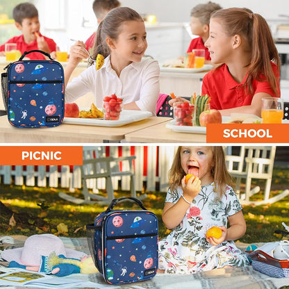 opux Premium Insulated Lunch Box, Soft School Lunch Bag for Kids Boys Girls, Leakproof Small Lunch Pail Men Women Work, Reusable Compact Cooler Tote Lunchbox for Office Adult, Black