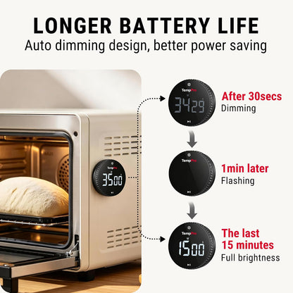 TempPro TM01 2-in-1 Kitchen Timers for Cooking with 12/24H Clock Mode