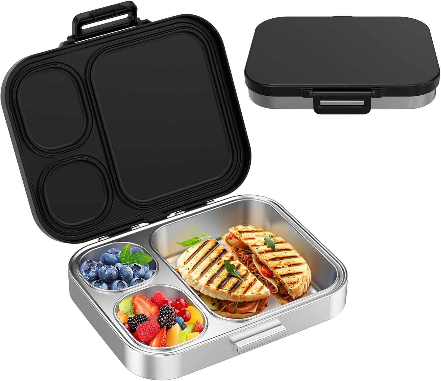 Pawtong Stainless Steel Bento Lunch Box for Kids | 3-Compartment Lunch Box Container Kids | 100% Leakproof, Eco-Friendly, Perfect Portion Control for Kids&Adult Healthy Meals (Purple)