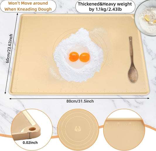 32"x24" Extra Large Silicone Pastry Mat Ink-Free Molded Measurements
